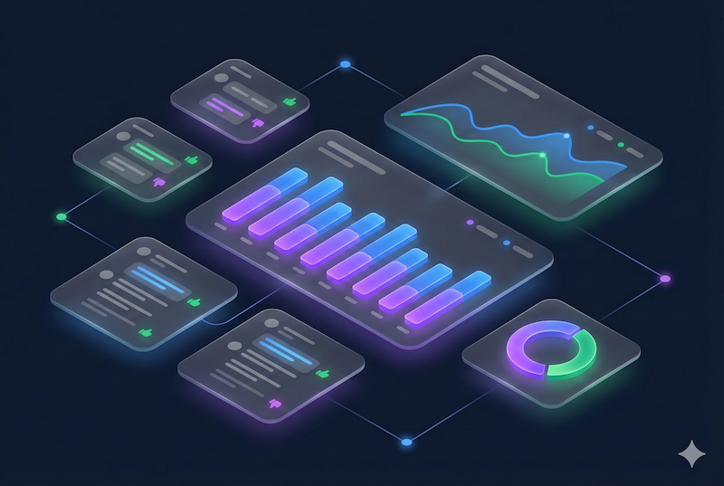 Analytics dashboard with conversation data and insights